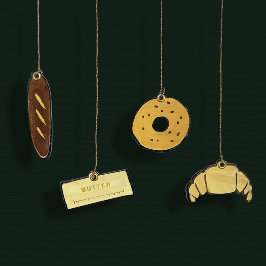 Paper Cut Out Handpainted Carb Lover Ornaments - Set of 4