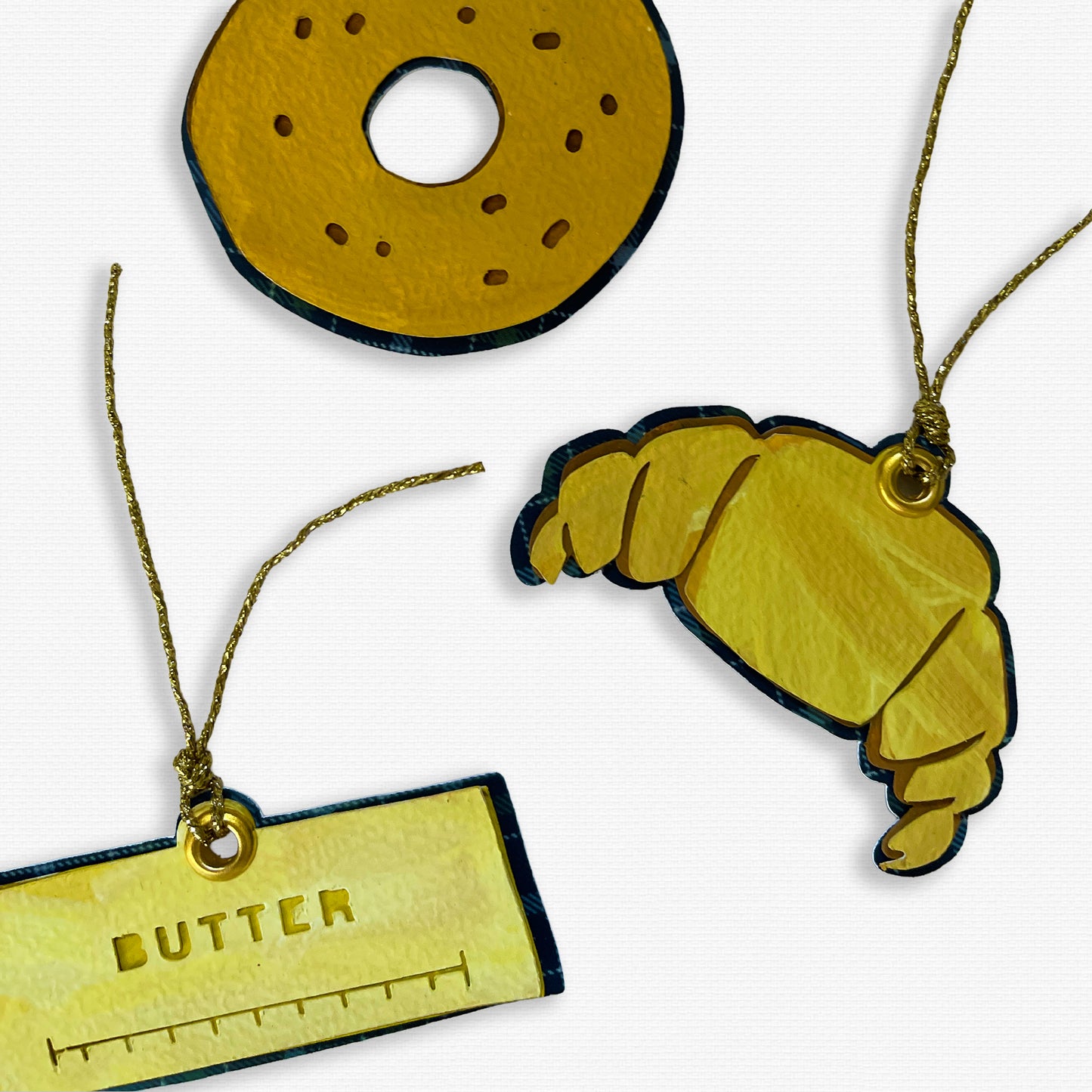 Paper Cut Out Handpainted Carb Lover Ornaments - Set of 4