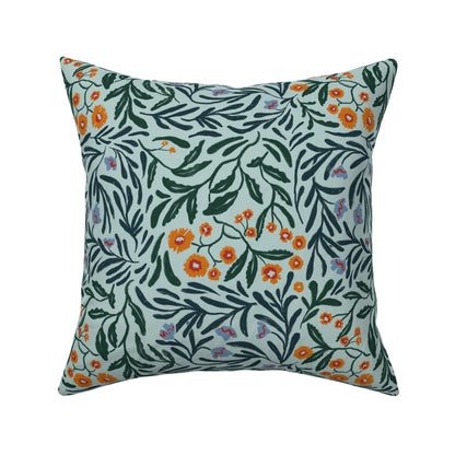 Wild Thicket in Aloe and Dark Green - Linen Cotton Canvas