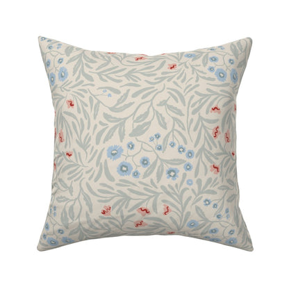 Wild Thicket in Blissful Blue and Cream - Linen Cotton Canvas