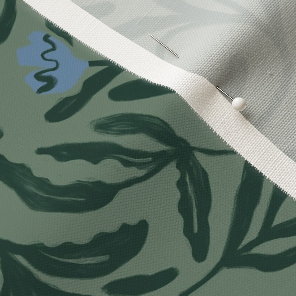 Wild Thicket in Dark Green - Linen Cotton Canvas