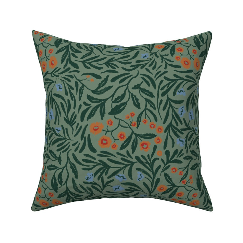 Wild Thicket in Dark Green - Linen Cotton Canvas