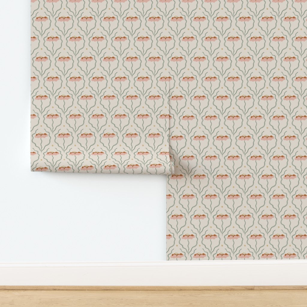 Saltwater Blooms in Mellow Coral - Peel & Stick Wallpaper