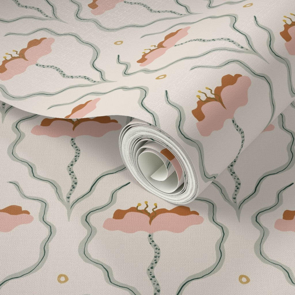 Saltwater Blooms in Mellow Coral - Peel & Stick Wallpaper