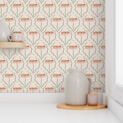 Saltwater Blooms in Mellow Coral - Peel & Stick Wallpaper