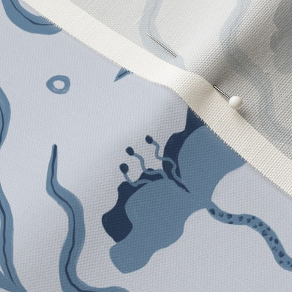 Saltwater Blooms in Wishful Blue - Linen Cotton Canvas