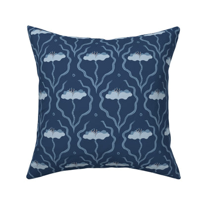 Saltwater Blooms in Navy Blue - Linen Cotton Canvas