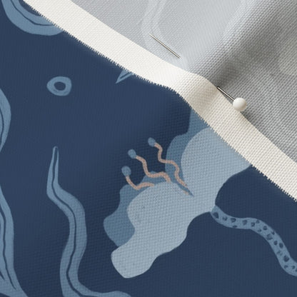 Saltwater Blooms in Navy Blue - Linen Cotton Canvas