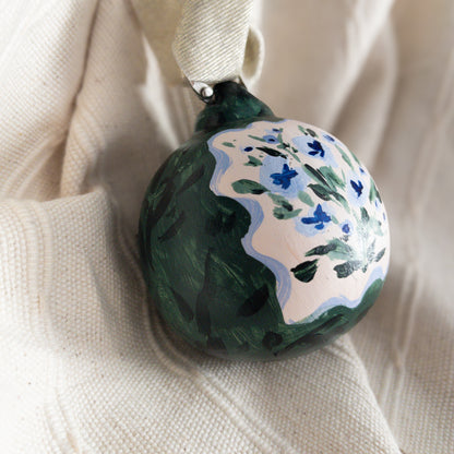 Green and Blue Floral Customized Ornament