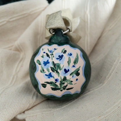 Green and Blue Floral Customized Ornament