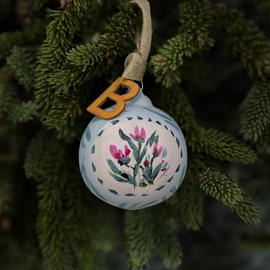 Teal and Magenta Floral Customized Ornament