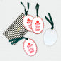 Paper Cut Out Hand Painted in Vibrant Coral Block Print Ornaments - Set of 4