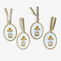 Paper Cut Out Hand Painted Ochre Block Print Ornaments - Set of 4